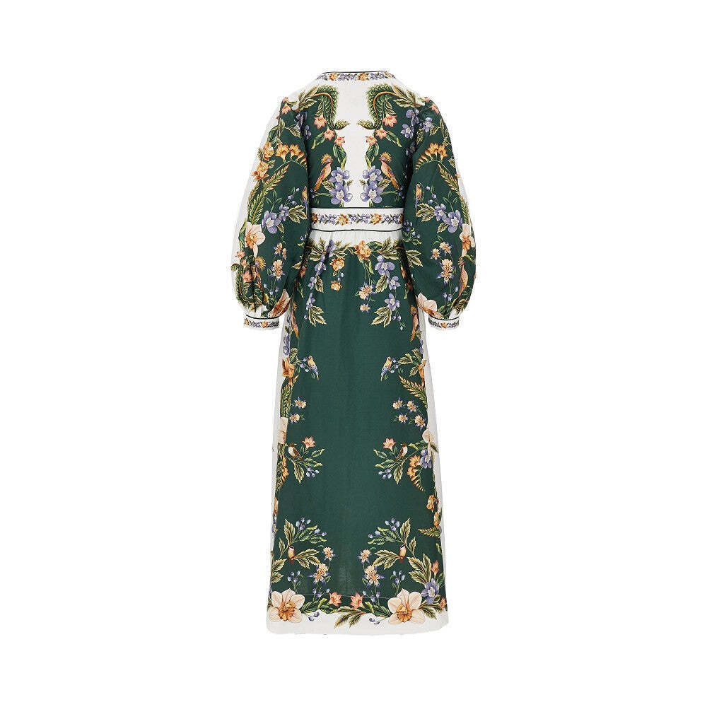 Farm Rio Cotton Long Dress With Nature Motif - Picture 3 of 3